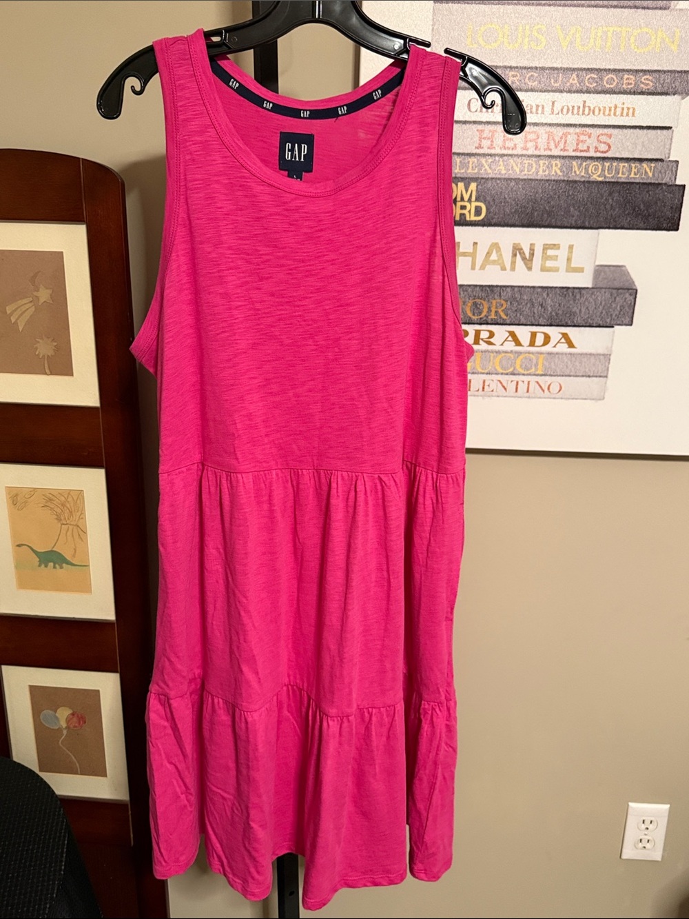 GAP Hot Pink Sleeveless Tiered Casual Dress